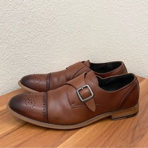 STACY ADAMS Men's Duncan Cap-Toe Single Monk Strap Leather Shoes Size 11.5M